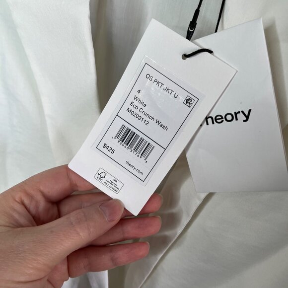 Theory Womens White Minimalist Linen Blend Blazer Size 4 Eco Crunch Wash - Picture 5 of 9